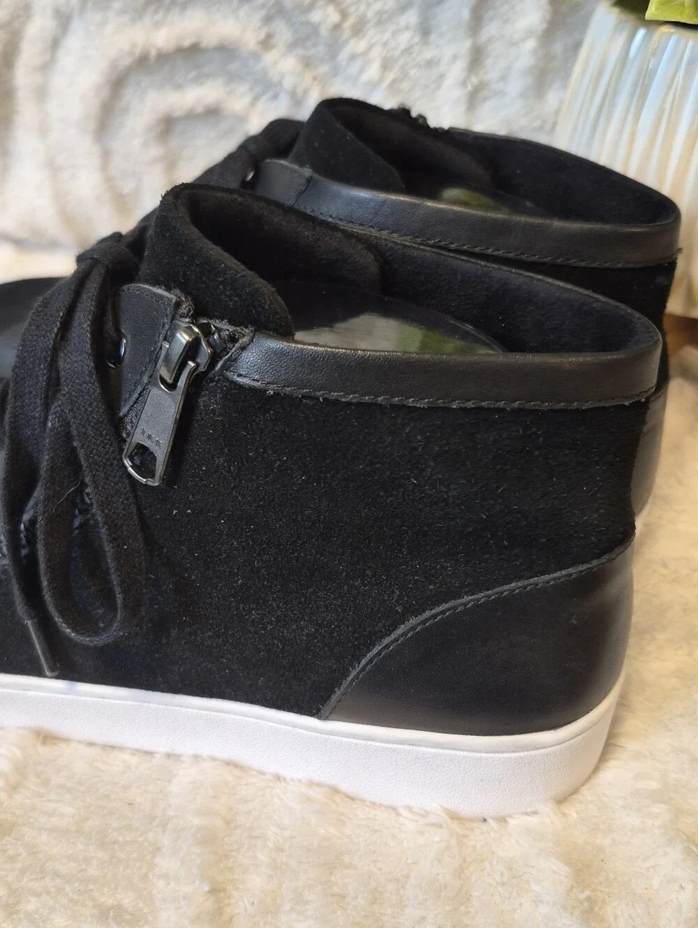 Vionic Splendid Torri Black Leather High Top Sneaker Shoes Women's Size 9.5
